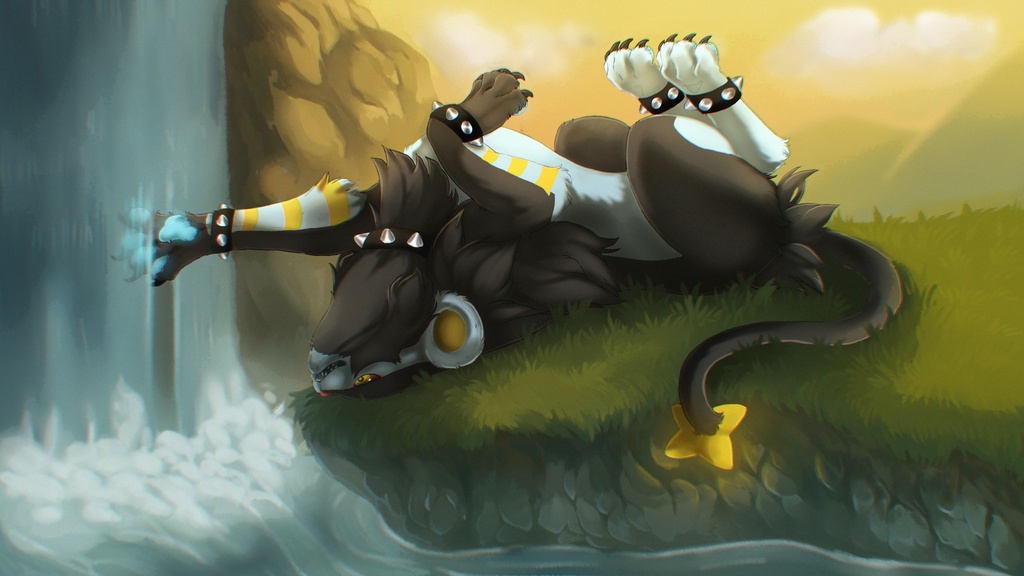 Luxray Hex relaxing at the waterfall – Riialicious